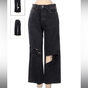 RE/DONE black/grey distressed jeans. Only worn once. Size 25 waist